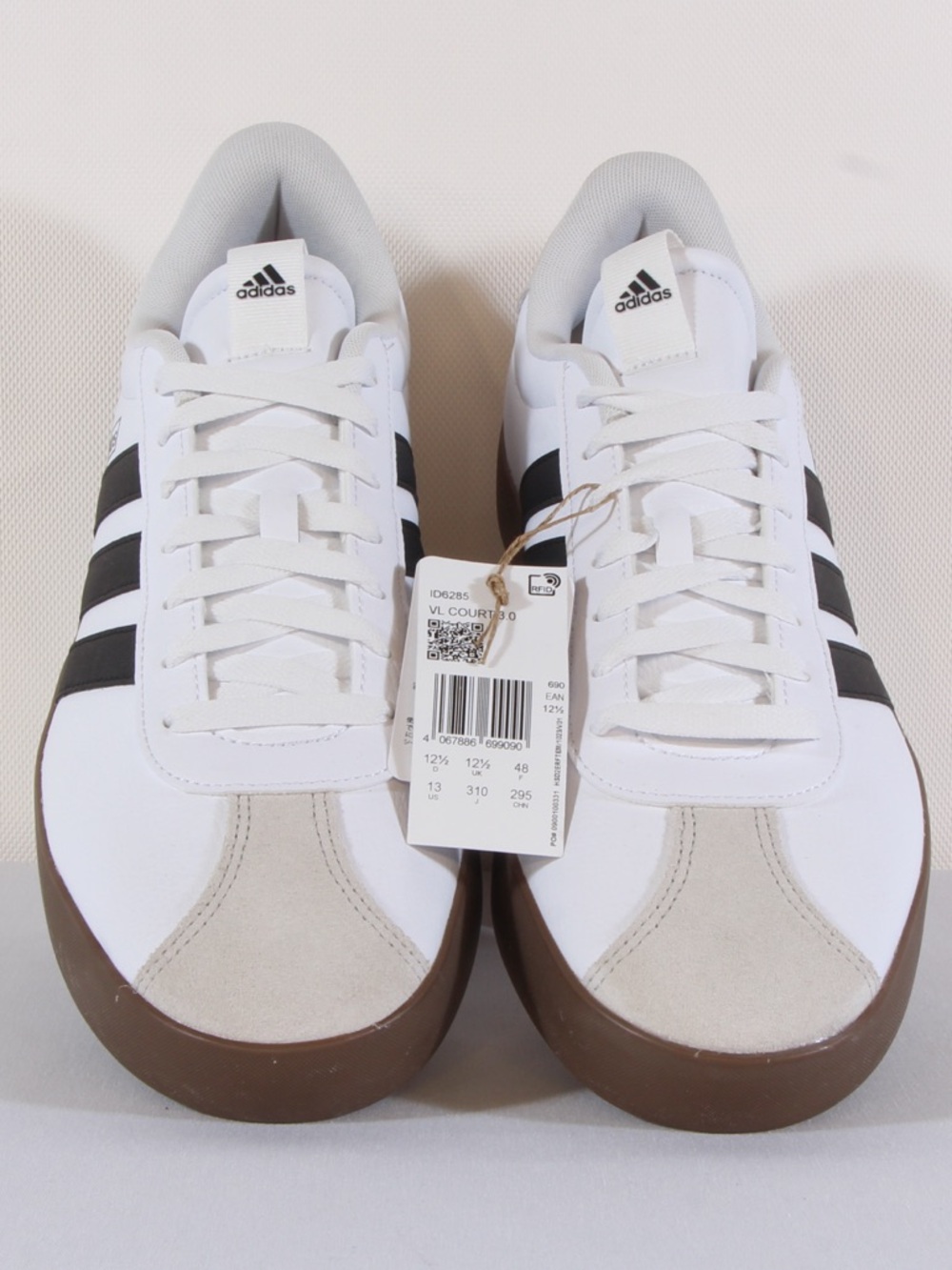 Adidas Men's VL Court 3.0 ID6285 White Black Gum Sneakers NIB